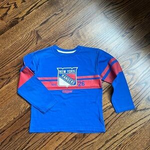 New York Rangers CCM PRO OK’d Athletic Equipment Long Sleeve T-shirt Size 5/6
